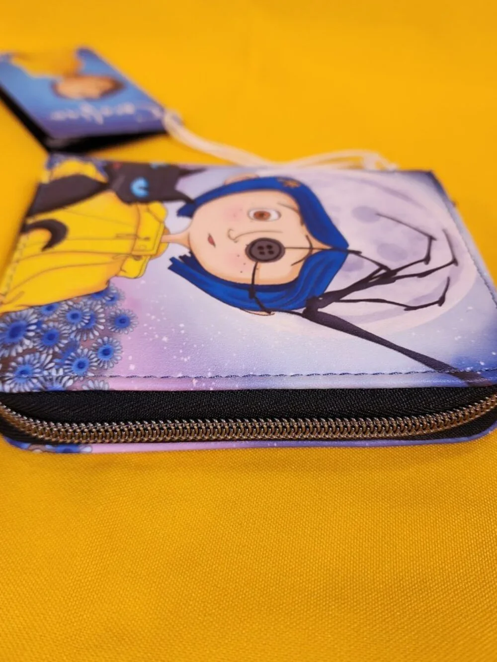 Loungefly Coraline Button Eye Flower the Cat Halloween Zip Around Wallet NEW